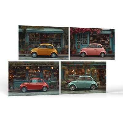 Autá Fiat F500 |Zvýhodnená sada 4 obrazov Rozmery obdĺžnik: 40x60