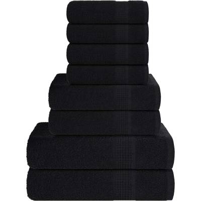 vidaXL Комплект кърпи FROGN от 8 части Черни 360 г/м2 (137073)
