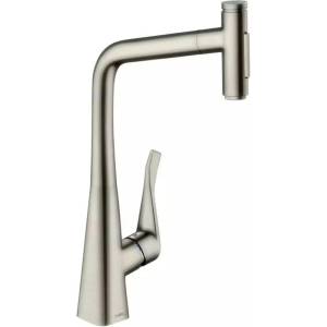 Hansgrohe Кухненски смесител с изваждащ се душ Hansgrohe Metris Select M71 320 с 2 струи неръждаема стомана включен sBox (73816800)