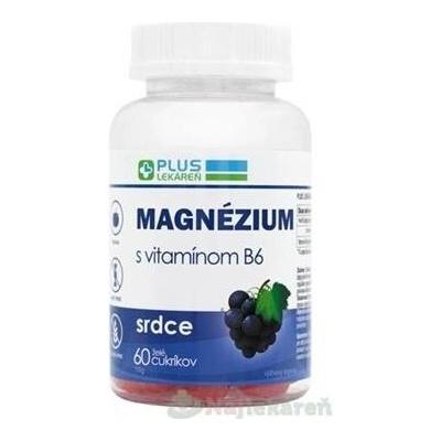 Plus Lekáreň Magnézium + vitamín B6 příchuť hrozno 60 želé bonbonů