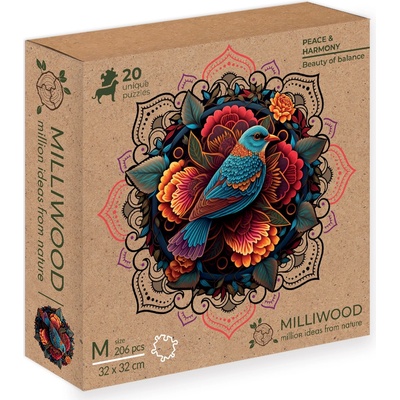 Milliwood Дървен пъзел Milliwood, Peace and Harmony, 206 ч. - Мандала, Хармония (M-BeautyOFbalance-5061-C)