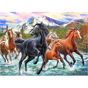 Norimpex - Puzzle Diamant painting: Horses in the water 30x40cm - 1 - 39 piese