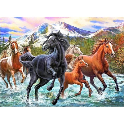 Norimpex - Puzzle Diamant painting: Horses in the water 30x40cm - 1 - 39 piese