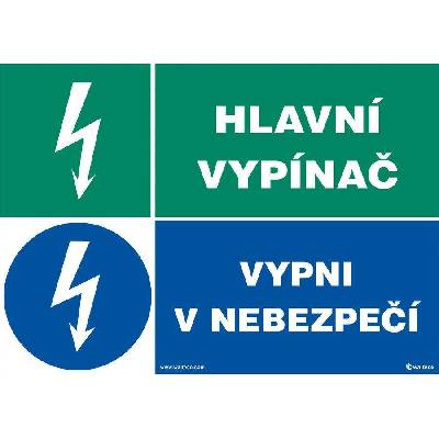Walteco Hlavní vypínač/vypni v nebezpečí, 297x210mm, formát A4, samolepka , 20175
