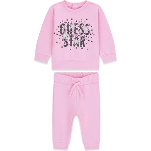 Guess Спортна блуза и спортен панталон в розов цвят за бебе момиче с надпис Guess Star