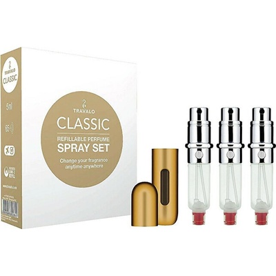 Classic HD plniteľný flakón 3 x 5 ml zlatý