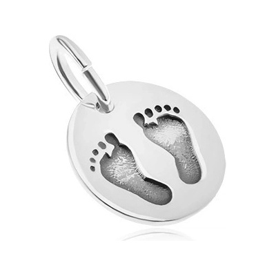 Šperky eshop Stříbrný přívěsek 925 oválný tvar zrcadlový lesk otisky chodidel SP32.27
