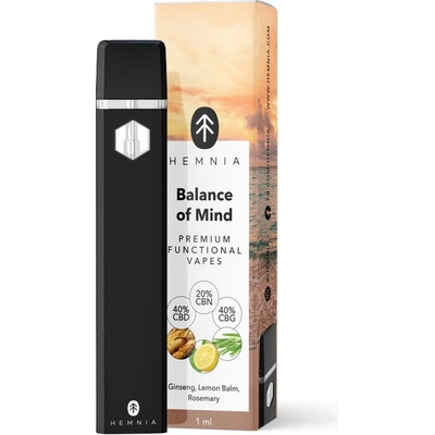 Hemnia Cartridge Balance of Mind 40 % CBD 40 % CBG 20 % CBN ženšen medovka rozmarín 1 ml