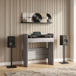 vidaXL DJ маса Сив Сонома 102 x 45 x 102 см Инженерна дървесина (8006745)
