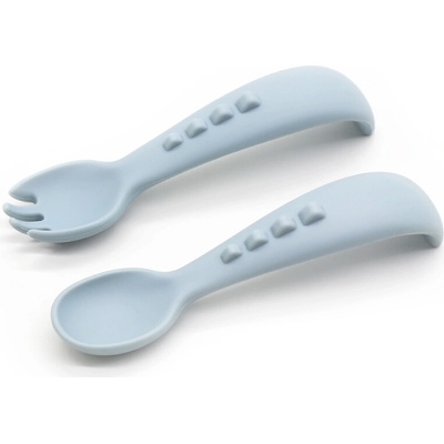 Malý Ježko Detský silikónový príbor DINO Baby Blue 2 ks