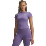 Under Armour Дамска фланелка с къс ръкав Under Armour Womens Motion Short Sleeve Performance Gym Top - Purple/White