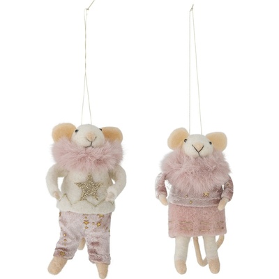 Bloomingville Plstěná vánoční ozdoba Peo Wool Rose Myšák růžová barva textil