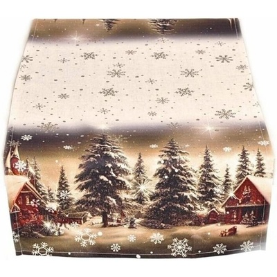 Forbyt Vánoční ubrus Zasněžená krajina CYH6019R 40x140 cm – Zboží Dáma