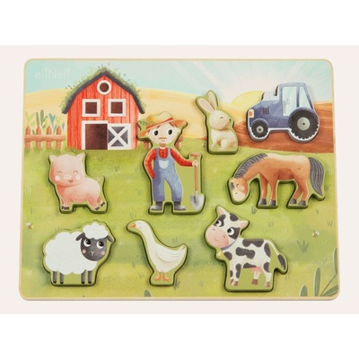 eliNeli Drevené vkladacie puzzle farma