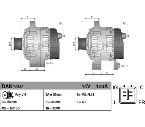 DENSO Generátor DAN1407