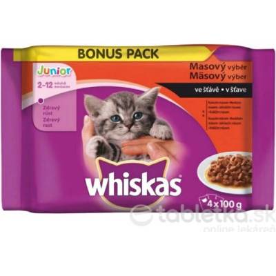 WHISKAS Mäsový výber Junior v šťave 4 x 100 g