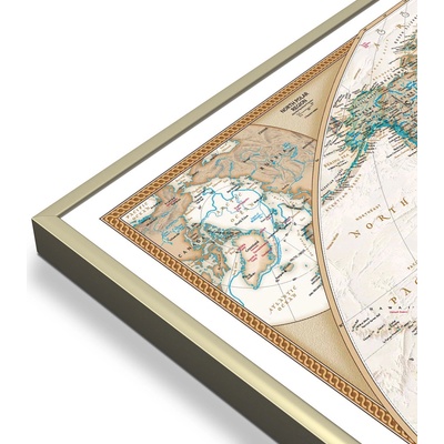 National Geographic Svět - nástěnná mapa Executive 116 x 77 cm Varianta: mapa v hliníkovém rámu, Provedení: zlatý matný rám