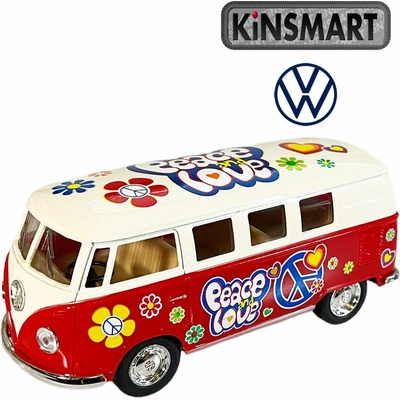 Teddies Autobus Kinsmart Volkswagen Classical kov 13 cm na zpětné natažení žluto/bílá