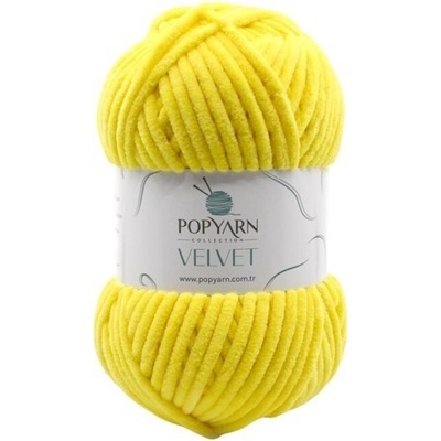 POPYARN Pletací příze Velvet B012 - žlutá