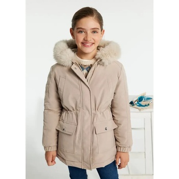MAYORAL Яке парка за момиче в бледо кафяв цвят с качулка и двойно закопчаване Майорал