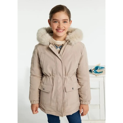 MAYORAL Яке парка за момиче в бледо кафяв цвят с качулка и двойно закопчаване Майорал