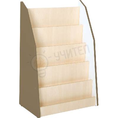 Едностранна библиотека Quadro, бяла / кленово-кафява