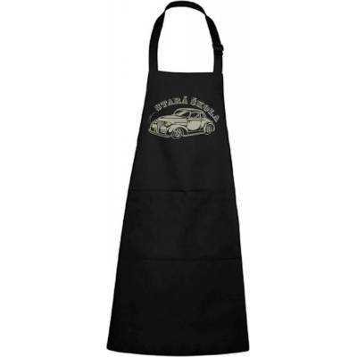 Dobrý Triko Zástěra s potiskem Jsem stará škola Černá