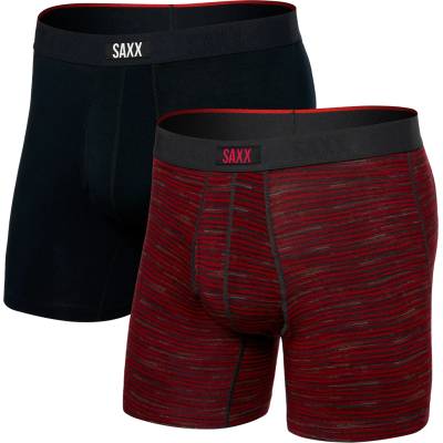 Saxx Мъжко синтетично термобельо Saxx Vibe Xtra Boxer Brief Fly 2-Pack Synthetic base layer - Spacedye Stripe / Black (014-2280-0712)