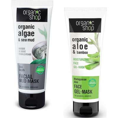 Organic Shop bahenná maska na tvár Morské riasy a Morské bahno 75 ml