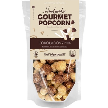 Gourmet Popcorn Karamel, bílá a tmavá čokoláda 75 g
