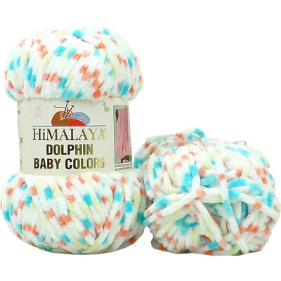 Himalaya příze Dolphin Baby Colors 80415 bílá, tyrkysová, lososová, žlutá