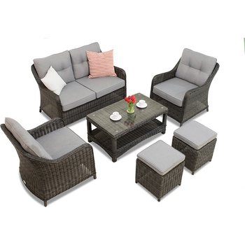Garden Point Техноратанов комплект Toledo Coffee 4 антрацит с пуфове Garden Point (GAP132-2PU)