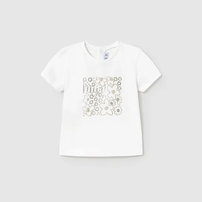 MAYORAL Тениска къс ръкав basic в бял цвят със златисти детайли за мини момиче Майорал