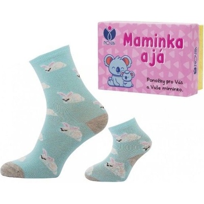 MAMINKA A JÁ kojenecké a dospělé ponožky NOVIA v dárkové krabičce králík 1 krabička