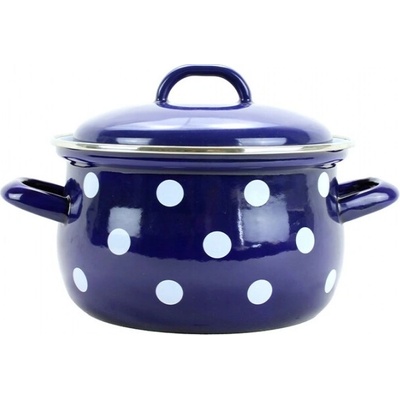 BELIS Smaltovaný hrniec s pokrievkou 20 cm – 3,6 l – BODKA modrá - 51220-160DAE05