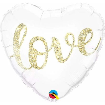 Lepaso Fóliový balónek 18 palcový QL HEART LOVE zlatý nápis %