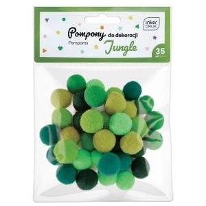 Interdruk Pompons for decoration 35pcs Jungle