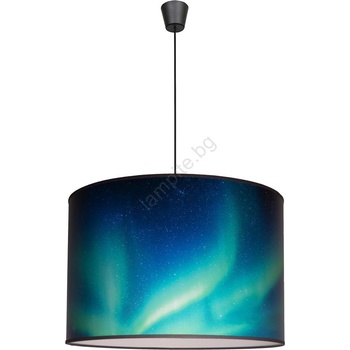 Duolla - Пендел PRINT L 1xE27/40W/230V Ø 45 см черен/тюркоаз (DU81457)