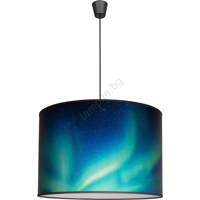 Duolla - Пендел PRINT L 1xE27/40W/230V Ø 45 см черен/тюркоаз (DU81457)