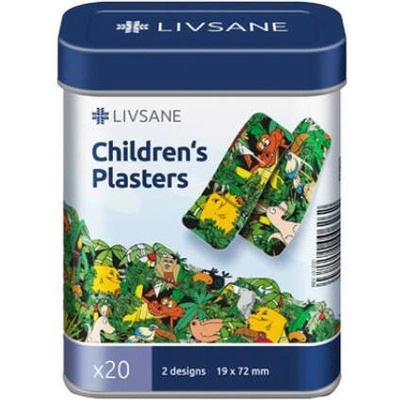 LIVSANE Detské náplasti v plechovej krabičke prúžky 9 x 72 mm 20 ks