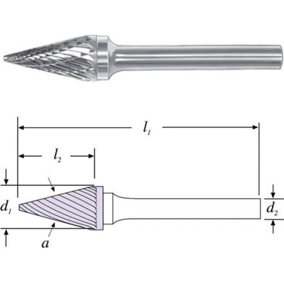 SGS 25578 (SM-4M) - Fréza technická SM-4M kuželová pr. 9,5x16mm, stopka 6mm