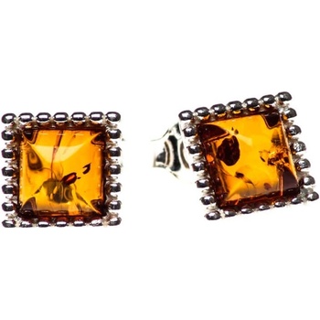 Reblan strieborné náušnice s jantárom ŽIARA RENU098