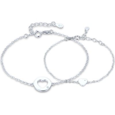 MINET Stříbrný set náramků se srdíčkem matka a dcera JMAS0316SB00 – Zboží Dáma