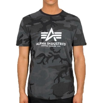 Alpha Industries Basic Big Logo Camo T černo maskáčové
