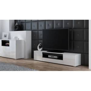 Cama meble Стойка за телевизор Cama VIVA 180 бяло/бял гланц + черен (R VIVA BI/BI+CZ)