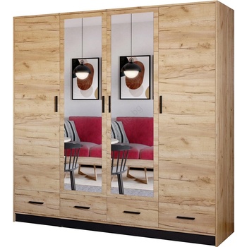 EMS Гардероб SANNA 200x215 см с огледало, дъб крафт (MT0057)