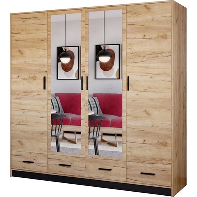 EMS Гардероб SANNA 200x215 см с огледало, дъб крафт (MT0057)