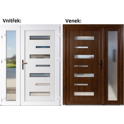 Soft Dvoukřídlé vchodové 6100+Sklo Nisip Zlatý dub/bílá pravé 130 x 200 cm