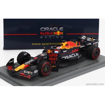 Spark-model Red bull F1 Rb19 Team Oracle Red Bull Racing N 1 World Champion Winner Belgium Gp 2023 Max Verstappen Matt modrá 1:43