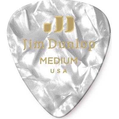 Dunlop 483-04MD White Perloid Genuine Celluloid - trsátko, bílá perleť, tvrdost medium